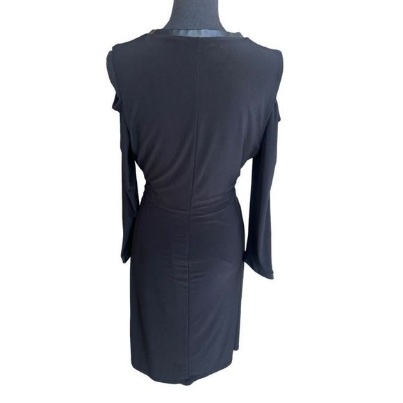 Laundry Women's Wrap Front Cold Sholder Long Sleeves Dress Black Size L - Picture 3 of 16